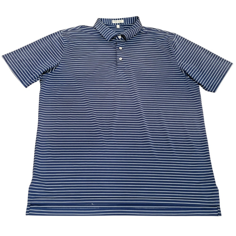 Peter Millar Summer Comfort Golf Polo Men's XL Blue White Stripe Performance